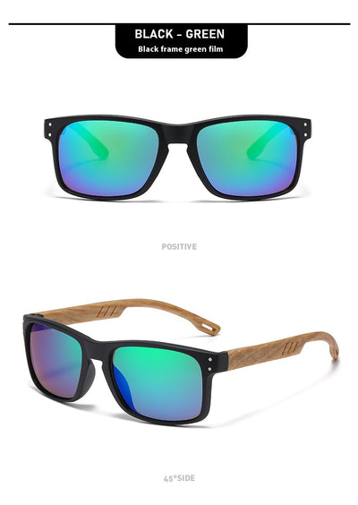Gafas de Sol Cuadradas Retro con Pata de Madera y Lente Degradado para Hombre - Image 17