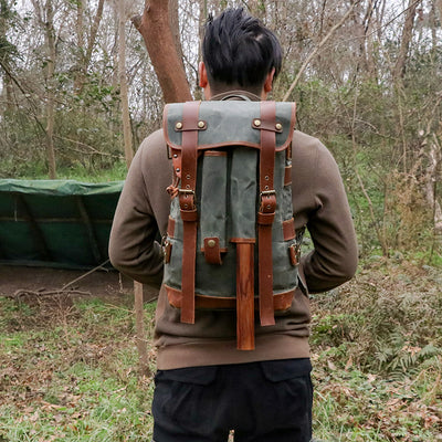 Mochila de Montaña Impermeable en Lona Encerada Estilo Retro - Image 10