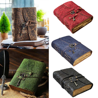 Cuaderno Vintage de Cuero de Búfalo con Patrón Floral en Relieve - Image 9