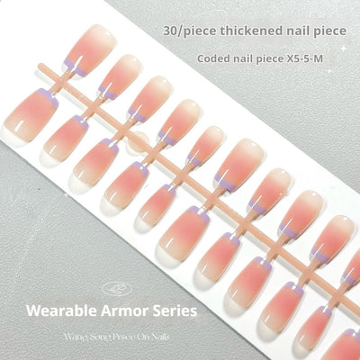 Uñas Postizas Púrpura Blush Estilo Viral Asiático - Image 7