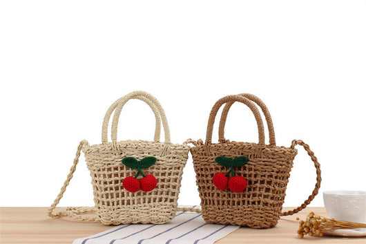 Bolsa de Playa Tejida de Cuerda de Papel Cereza para Vacaciones - Image 7