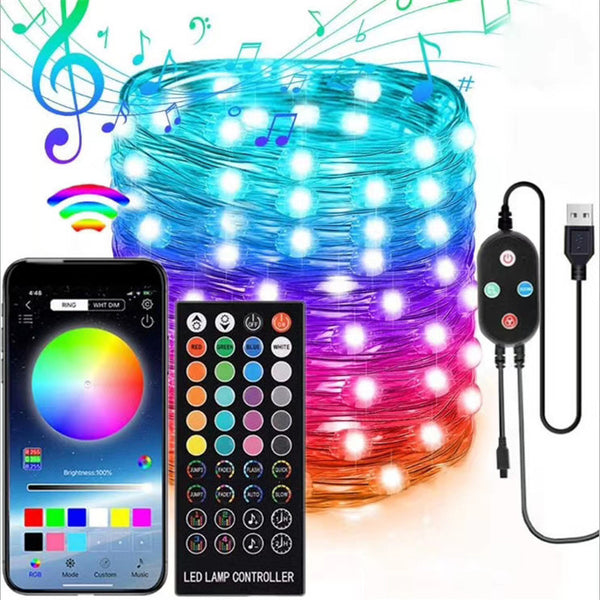 Tira de Luces LED 40 Modos con Control Remoto Infrarrojo y App Bluetooth Inteligente