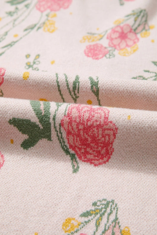 Suéter Holgado con Escote en V, Rayas y Estampado Floral - Image 11