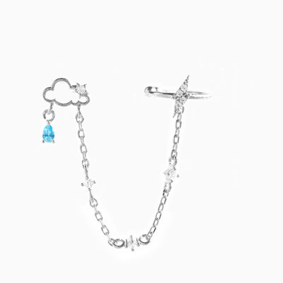 Aretes Colgantes de Oro Real con Zirconia y Clip para Cartílago - Image 8