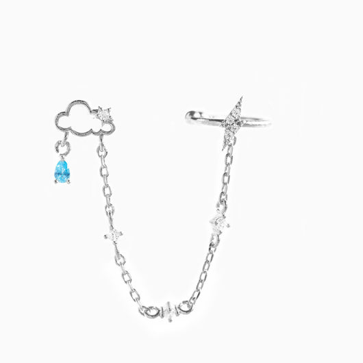 Aretes Colgantes de Oro Real con Zirconia y Clip para Cartílago - Image 8