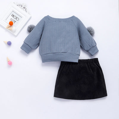 Conjunto Infantil de Dos Piezas: Top Rayado y Falda para Niñas - Image 10