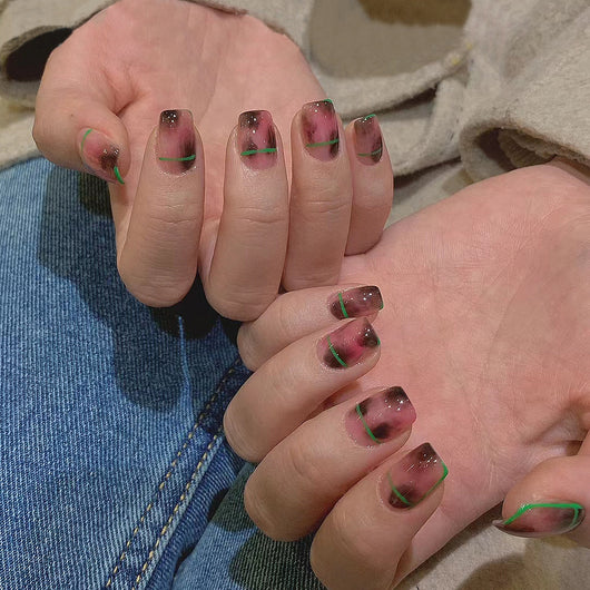 Uñas Postizas Cat Eye Rubor - Parches de Manicura Lista para Usar