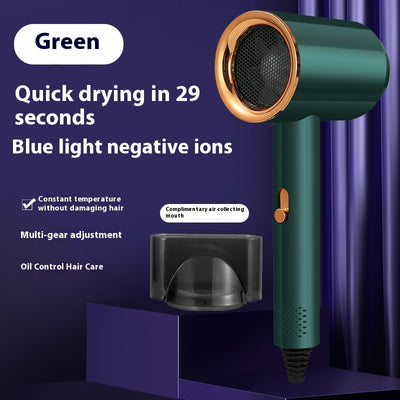 Green electric hair dryer with gold accents, 1200W, negative ion technology, and intelligent temperature control. - Image 12