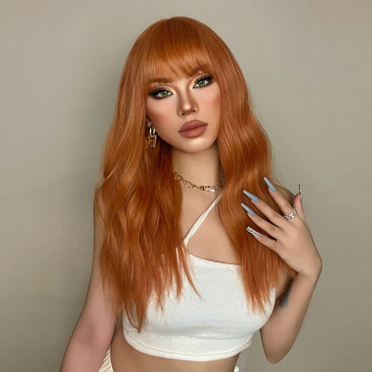 Peluca Larga Naranja para Mujer - Image 3
