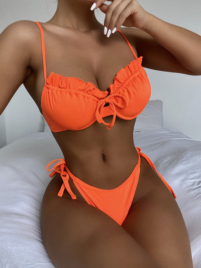 Bikini Enterizo con Encaje de Loto y Sostén Reforzado - Diseño Europeo - Image 5