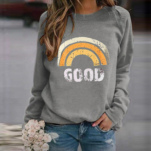 Sudadera Mujer Cuello Redondo Suelta Estampada Manga Larga Casual - Image 7