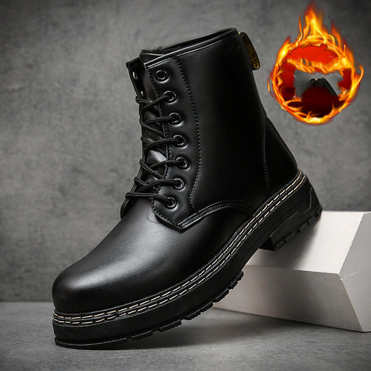 Botas Militares de Cuero Estilo Británico Negro para Hombre - Image 5