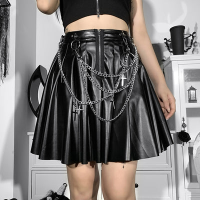 Falda de Cuero PU Plisada con Cadenas Punk - Image 13