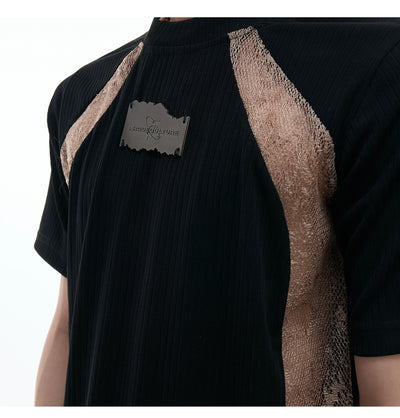 Playera Retro Contraste Deconstruida Slim Fit Textura Pit - Image 5