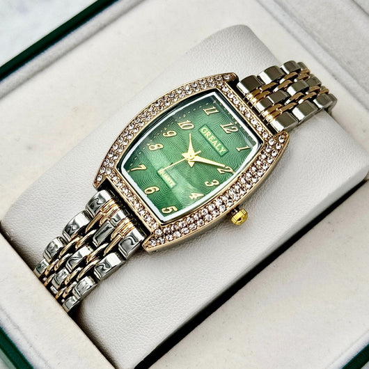 Reloj de Dama con Esfera de Barril Enchapado en Diamantes y Pulsera de Metal - Image 32