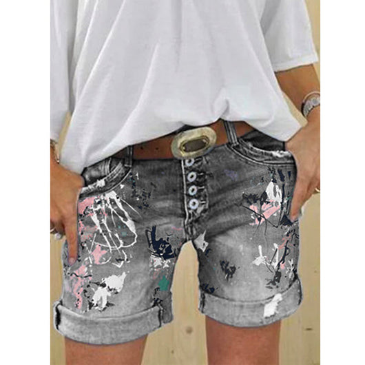 Shorts de Mezclilla Estampados Efecto Lavado - Image 9