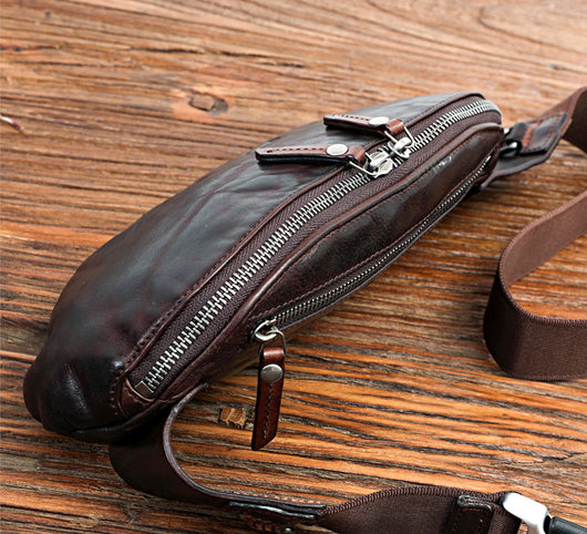 Bolso de Cuero Vintage para Hombre - Bandolera Pecho Efecto Envejecido - Image 11