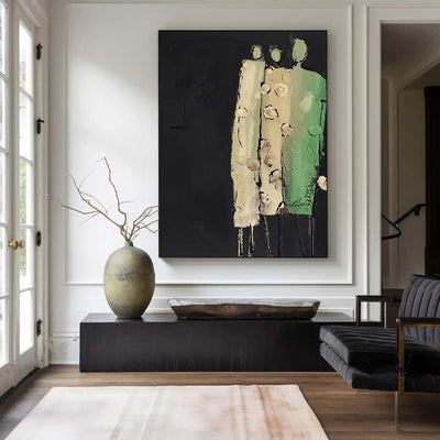 Cuadro Abstracto al Óleo Pintado a Mano - Arte Wabi Sabi Verde Texturizado para Dormitorio - Image 12