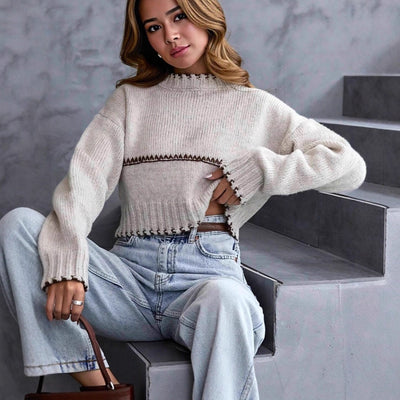 Suéter Corto Holgado Casual Estilo Estadounidense para Mujer - Image 2