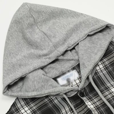 Camisa Cuadriculada con Capucha de Manga Corta para Hombre - Image 4