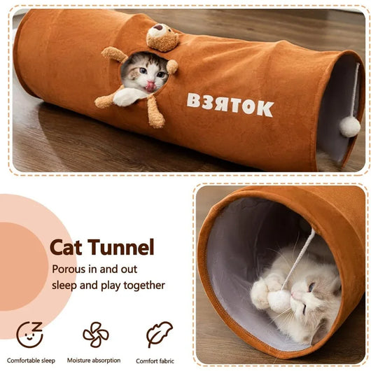 Túnel Felino Plegable con Bola de Peluche - Juguete Interactivo para Gatos de Interior - Image 7