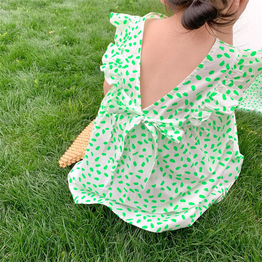Vestido Princesa de Algodón para Niña con Escote V y Mangas Volantes - Image 15