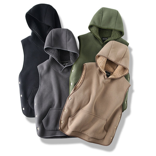 Chaleco Acolchado con Capucha y Botones Laterales - Diseño Reversible de Terciopelo - Image 2