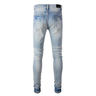 Jeans Slim Fit Azul Claro con Roturas y Parches para Hombre - Image 5