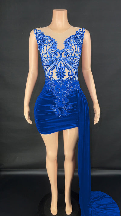 Vestido de Noche Elegante con Cola Lateral para Cantantes y Eventos - Image 6