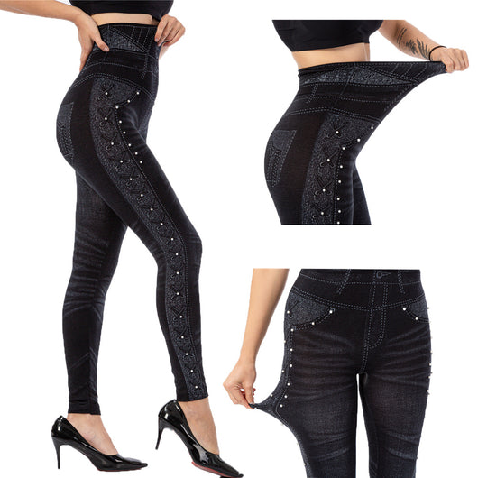 Pantalones Capri Ajustados de Cintura Alta con Detalles Brillantes - Image 11
