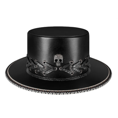 Sombrero de Copa Negro con Calavera Punk para Halloween