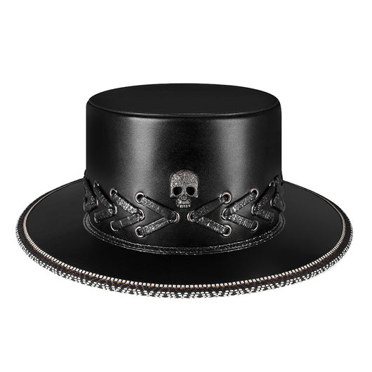 Sombrero de Copa Negro con Calavera Punk para Halloween