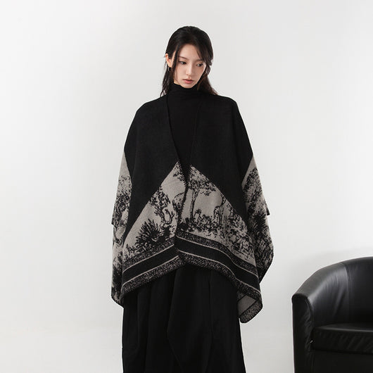 Capa Dividida de Cachemira Estilo Oscuro - Abrigo Cálido y Elegante - Image 4