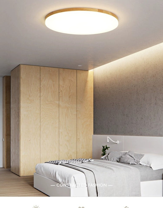 Lámpara de Techo LED Redonda Minimalista Nórdica en Madera Maciza - Image 20