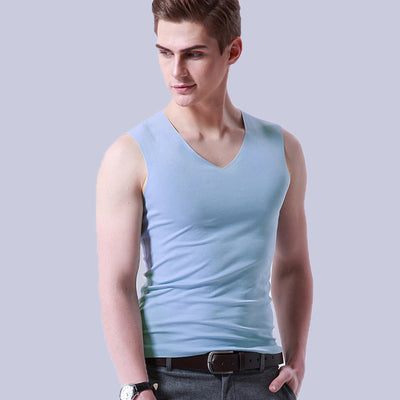 Chaleco Deportivo Ice Silk sin Costuras para Hombre - Camiseta sin Mangas Cuello V - Image 4