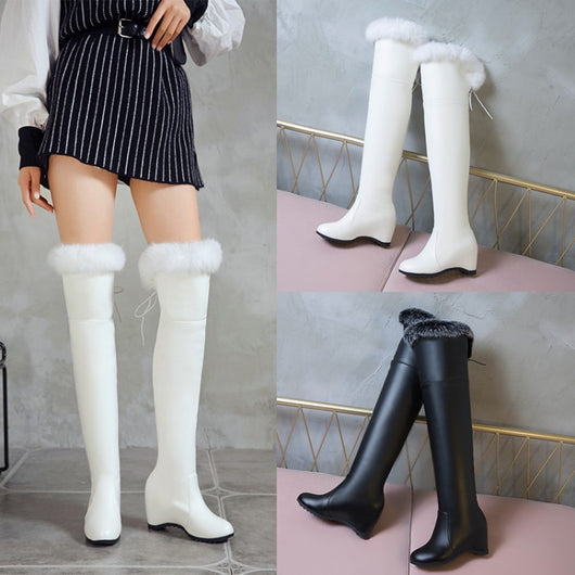 Botas Altas Invierno Mujer con Cuña y Forro Peludo