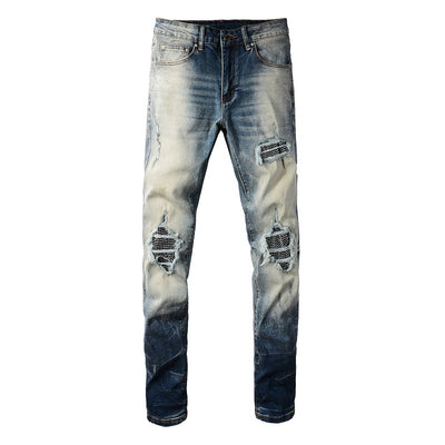 Jeans Rotos Estilo Americano para Hombre con Parches - Image 2