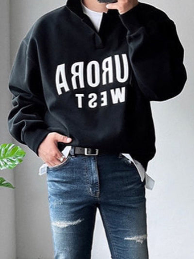 Sudadera con Cuello Solapa Hombre Estilo Coreano Fit Relajado Primavera - Image 3