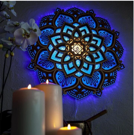 Lámpara LED Mandala para Yoga - Luz Nocturna Relajante