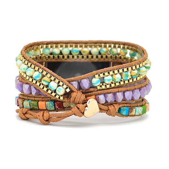 Pulsera Tejida Piedra Emperador Cuadrada
