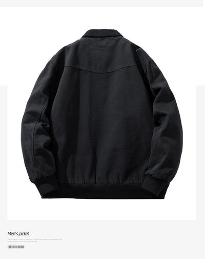 Chaqueta Vintage Americana para Hombre con Cuello Solapa y Tela Gruesa Desgastada - Image 12