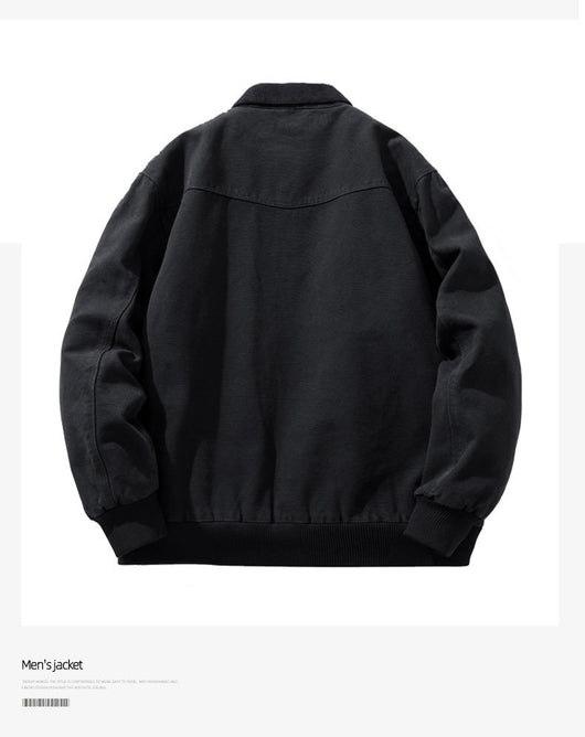 Chaqueta Vintage Americana para Hombre con Cuello Solapa y Tela Gruesa Desgastada - Image 12