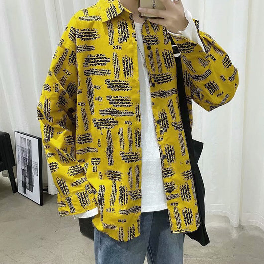 Camisa Jacket Suelta Estampada de Manga Larga para Hombre - Image 4