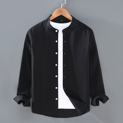Camisa Manga Larga Cuello Alzado Hombre Primavera Otoño - Image 7