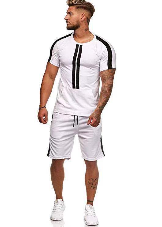 Conjunto Deportivo Hombre Rayas Casual - Shorts y Camiseta Europeo Americano