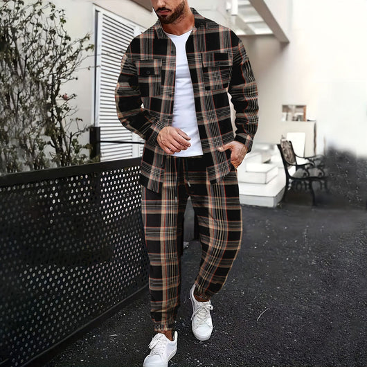 Camisa Casual de Manga Larga con Bolsillos Estampada para Hombre - Image 8