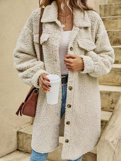 Abrigo de Piel Sintética Tipo Teddy con Capucha Largo Medio para Mujer - Image 10