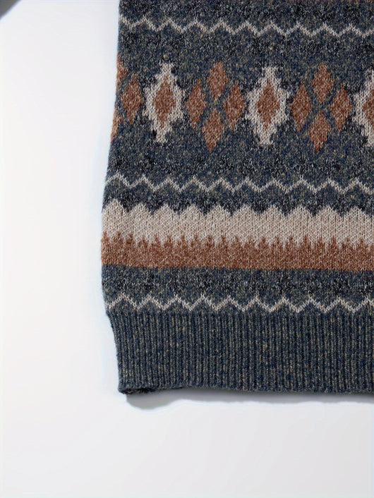 Suéter Cuello Redondo Grueso para Hombre con Diseño Estampado y Corte Relajado - Image 9
