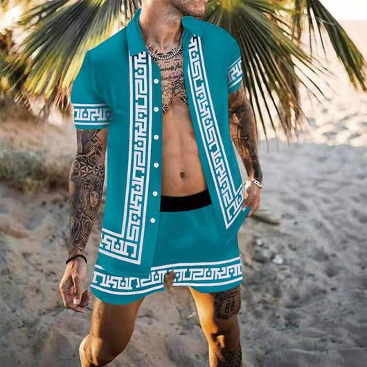 Camisa Playera Suelta Estampada Multicolor para Hombre - Conjunto de Playa - Image 3
