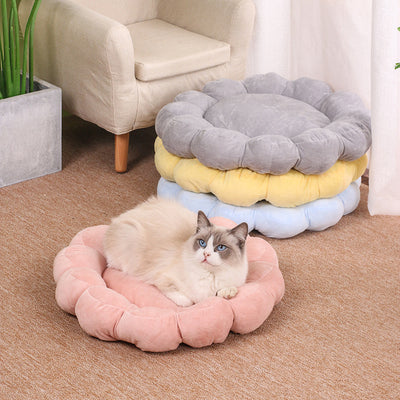 Cama Nido Doble Cara para Perros y Gatos 50x50cm - Diseño Pétalos Multicolor